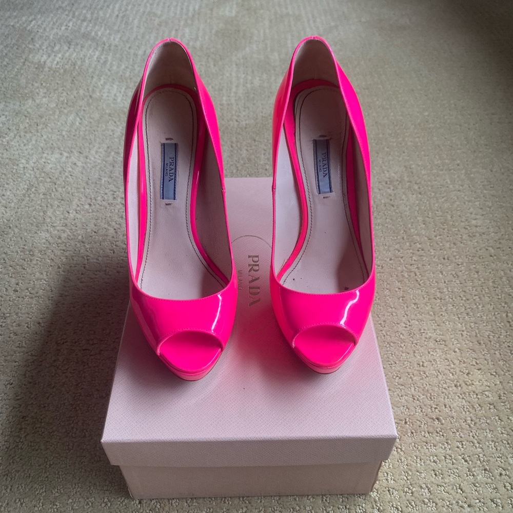 Prada neon pink heels